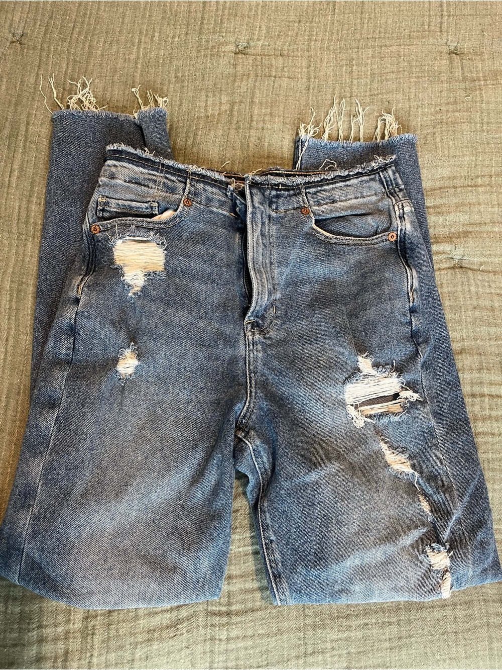 AE Distressed Mom Jeans